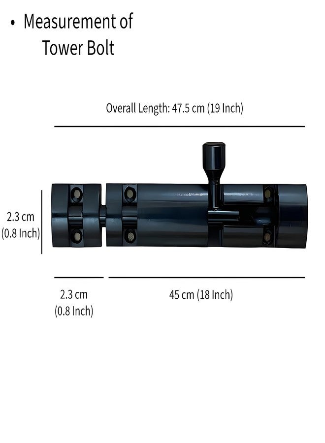 ELITONE Aluminum Xylo Tower Bolt, Tower Bolt for Home,Offices Doors,Windows, Chitkani/Kundi for Main Door and Bathroom, Door Latch for Bedroom|Pack of 2,Z Black | 18 Inch - Image 2
