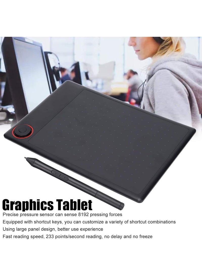 GGOOT Graphics Drawing Tablet, Large Active Area Digital Pen Tablet, Student Drawing Tablet with 4 Hot Keys Passive Stylus of 8192 Levels Pressure with Case Applicable to various systems, Black  - Image 2