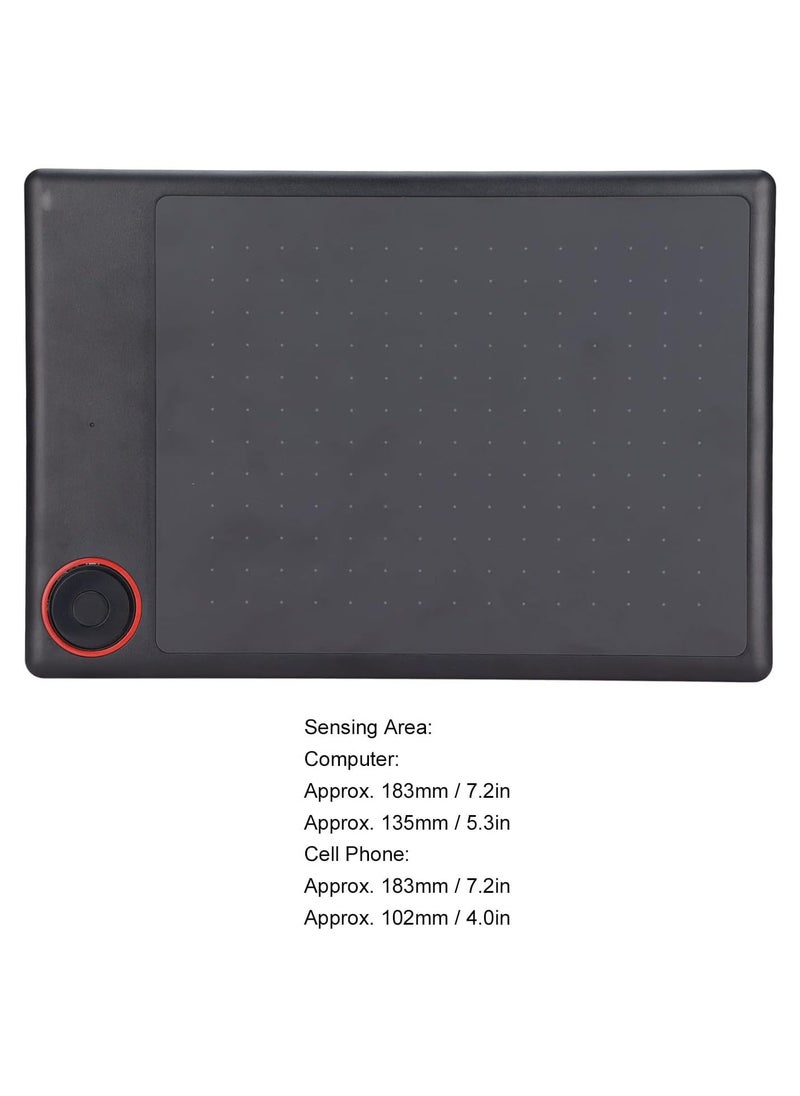 GGOOT - Graphics Drawing Tablet, Large Active Area Digital Pen Tablet, Student Drawing Tablet with 4 Hot Keys Passive Stylus of 8192 Levels Pressure with Case Applicable to various systems, Black - Image 1