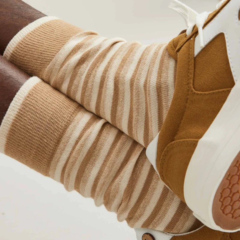 Faguo Set of 3X Socks - Beige Stripes, Red and Palm Trees