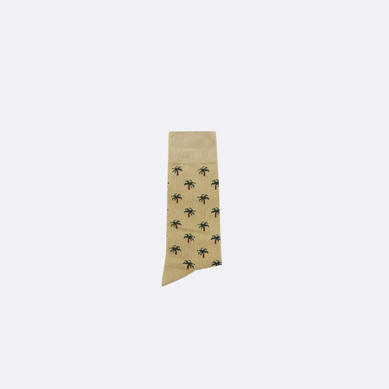 Faguo Set of 3X Socks - Beige Stripes, Red and Palm Trees
