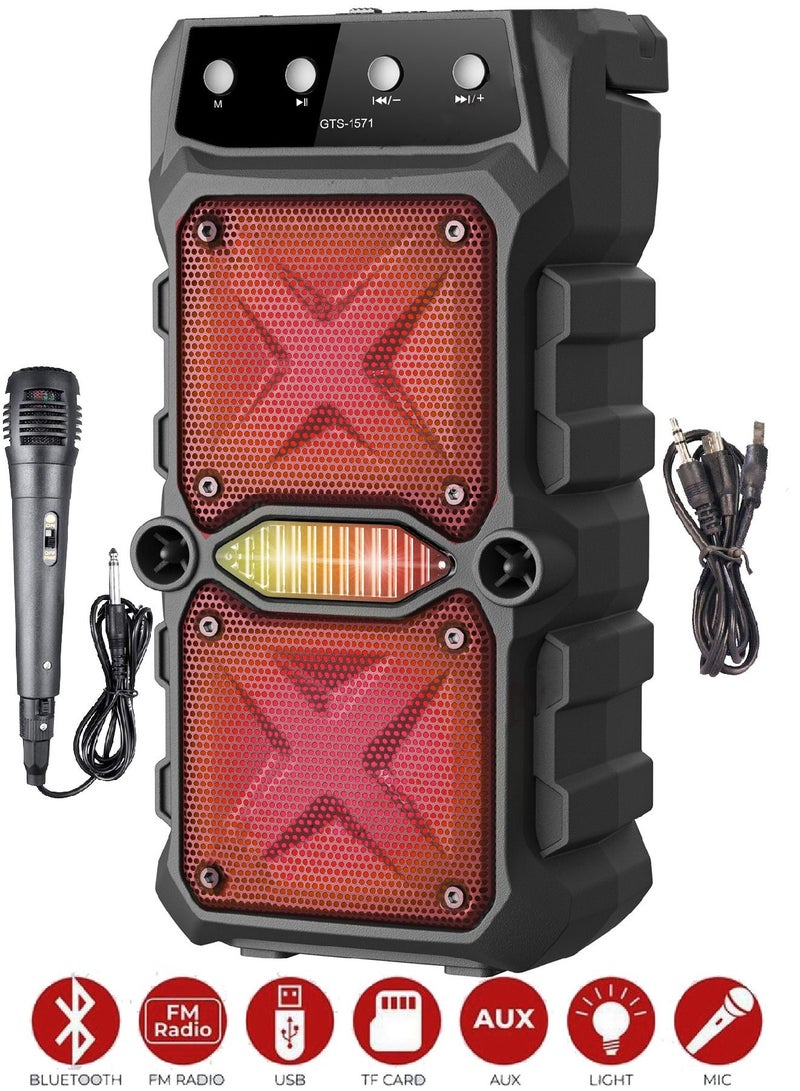 قريت نايس مكبر صوت لاسلكي يعمل بتقنية البلوتوث مع بطارية يمكن إعادة شحنها يتضمن ميكروفون و راديو FM وذاكرة TF و مدخل USB ومدخل MIC - Image 1