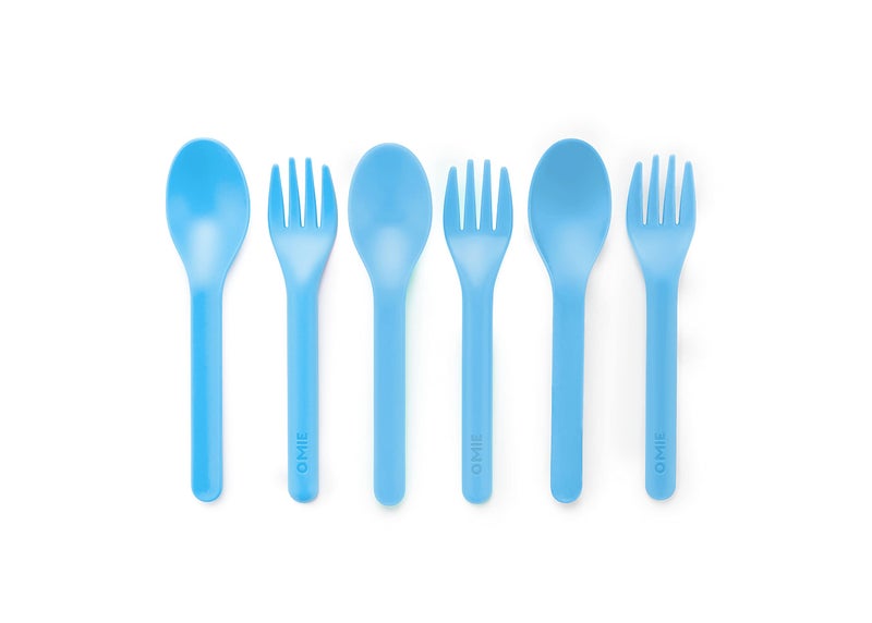 Omie OmieBox Utensil Refill Pack for OmiePod - Matches Capri Blue, Sunrise Orange or Mint Green OmieBox Utensil Set with Case - Reusable, Travel, Lunch Boxes - 3 spoons + 3 forks | PODS NOT INCLUDED - Image 1