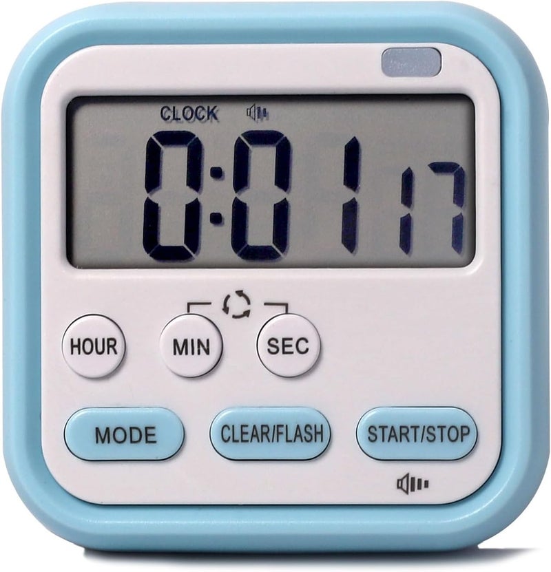 Trifecta Digital Kitchen Timer Stop Watch LCD Screen Loud Alarm Strong Magnetic Back and Stand Minute Seconds Count Up Countdown and Simple Operation for Homework Game Exercise Kids (Blue) - Image 1