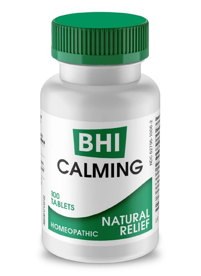 MediNatura BHI Calming Stress Relief Blend 10 Natural Active Ingredients Help Restore Balance, Support Calm Mood & Sleep - Relax Mind & Body with Passionflower Chamomile & Valerian Root - 100 Tablets  - Image 1