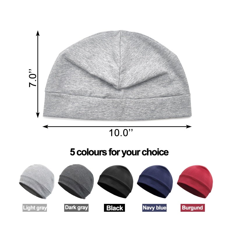 Quacc Unisex Cotton Beanie Hat Thin Running Skull Cap Winter Summer Sports Hat Chemo Cap Multifunctional Lightweight Helmet Liner Night Sleep Cap Beanies Hat for Men Women (Light Gray) - Image 2