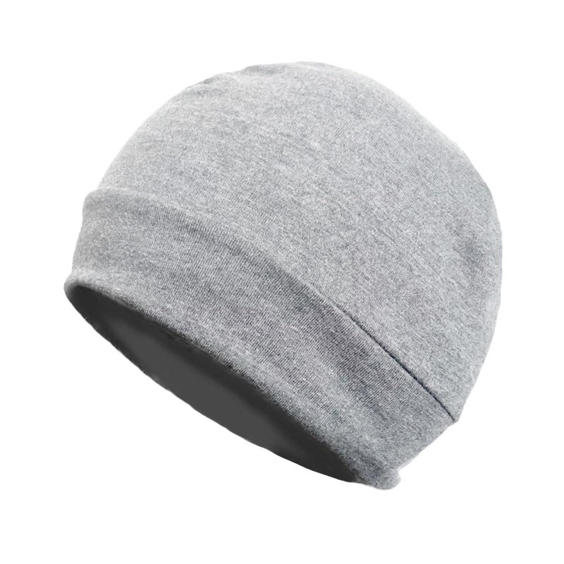 Quacc Unisex Cotton Beanie Hat Thin Running Skull Cap Winter Summer Sports Hat Chemo Cap Multifunctional Lightweight Helmet Liner Night Sleep Cap Beanies Hat for Men Women (Light Gray) - Image 1