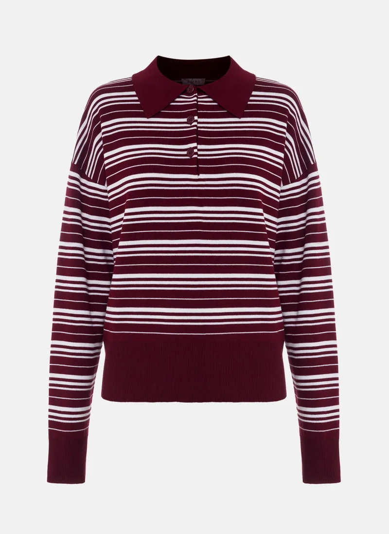 Lichi Striped knitted polo with long sleeves