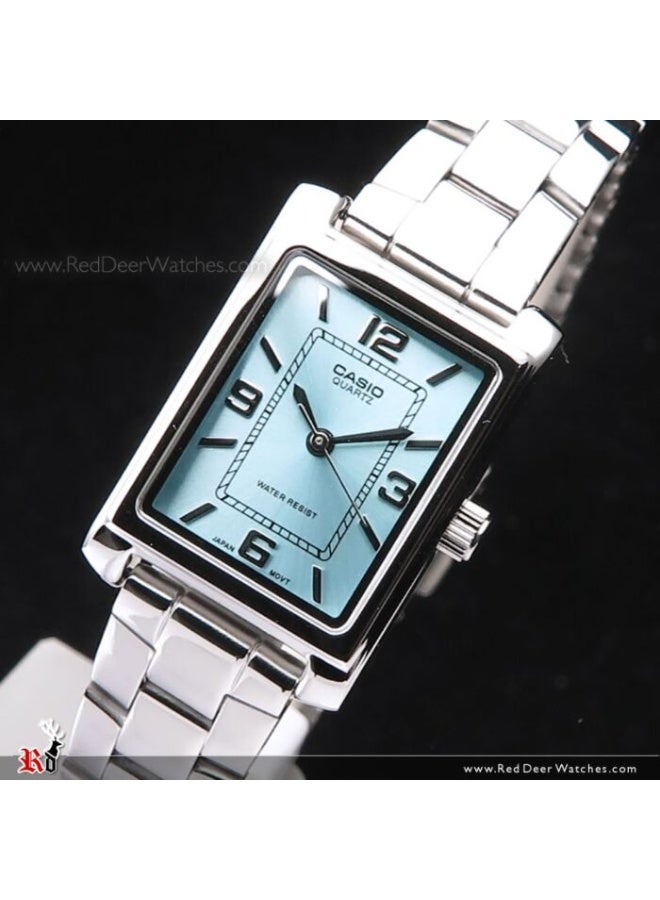 CASIO LTP-1234DD-2A Women's Analog Quartz Watch – Aqua Blue Dial, Stainless Steel Bracelet, Dress Style - Image 2