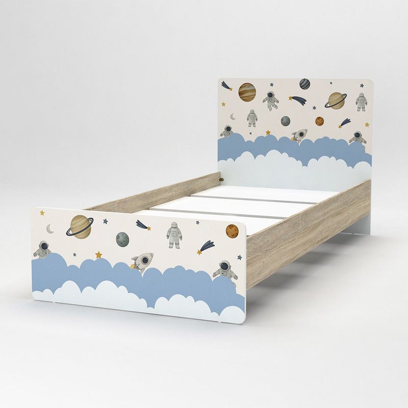 DANUBE HOME Kinder Space 90x200 Kids Bed | Modern Design Wooden Kids Bed Frame Furniture | Comfortable Bed (Mattress Not Included) - White & Sonoma Oak - Image 2
