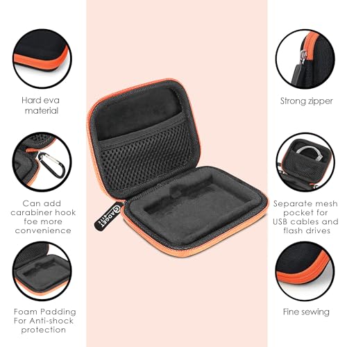 Gadgetbite SSD Case Cover Compatible for Samsung T7 / T7 Touch Portable SSD, Shockproof Storage Travel Organizer for T7 Touch 500GB 1TB 2TB (Orange) - Image 3