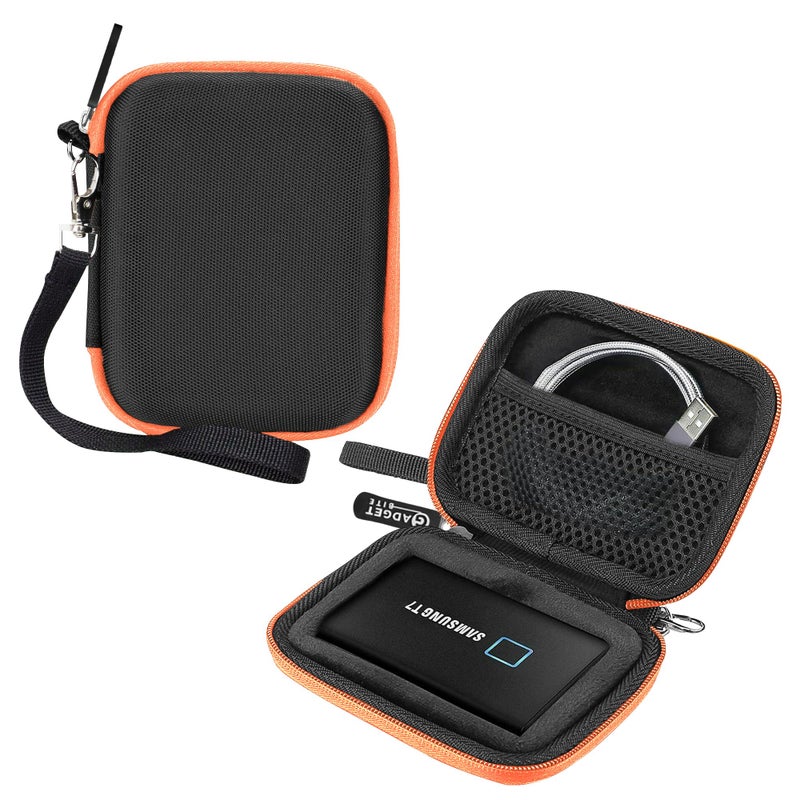 Gadgetbite SSD Case Cover Compatible for Samsung T7 / T7 Touch Portable SSD, Shockproof Storage Travel Organizer for T7 Touch 500GB 1TB 2TB (Orange) - Image 5