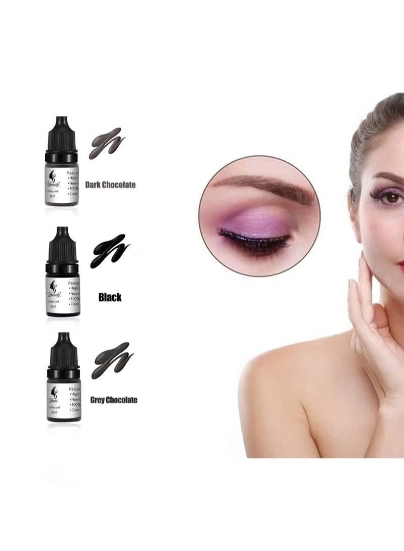 Coconut Eyebrow Permanent Makeup Pigment Eyeliner 3 Colors 5ml Tattoo Ink Micro Blade Tattoo Machine Supplies No Mixing Pigment Set Professional Tattoo Set Beauty Supplies (3 Bottles) - Image 1