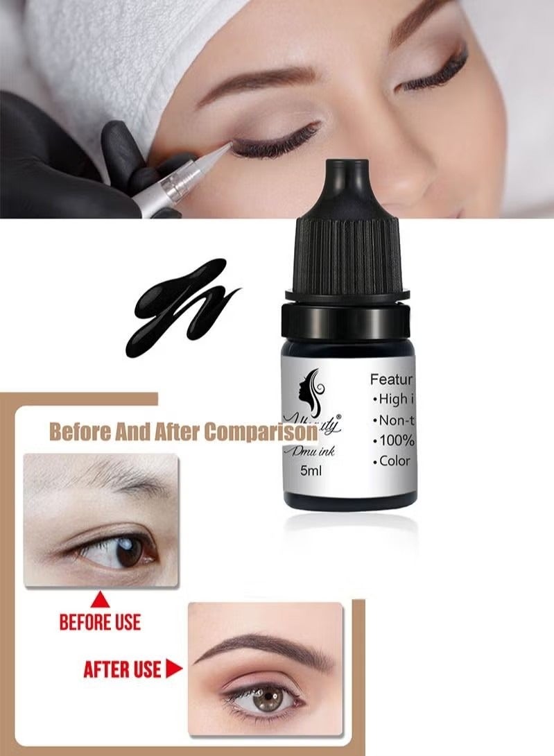 Coconut Eyebrow Permanent Makeup Pigment Eyeliner 3 Colors 5ml Tattoo Ink Micro Blade Tattoo Machine Supplies No Mixing Pigment Set Professional Tattoo Set Beauty Supplies (3 Bottles) - Image 2