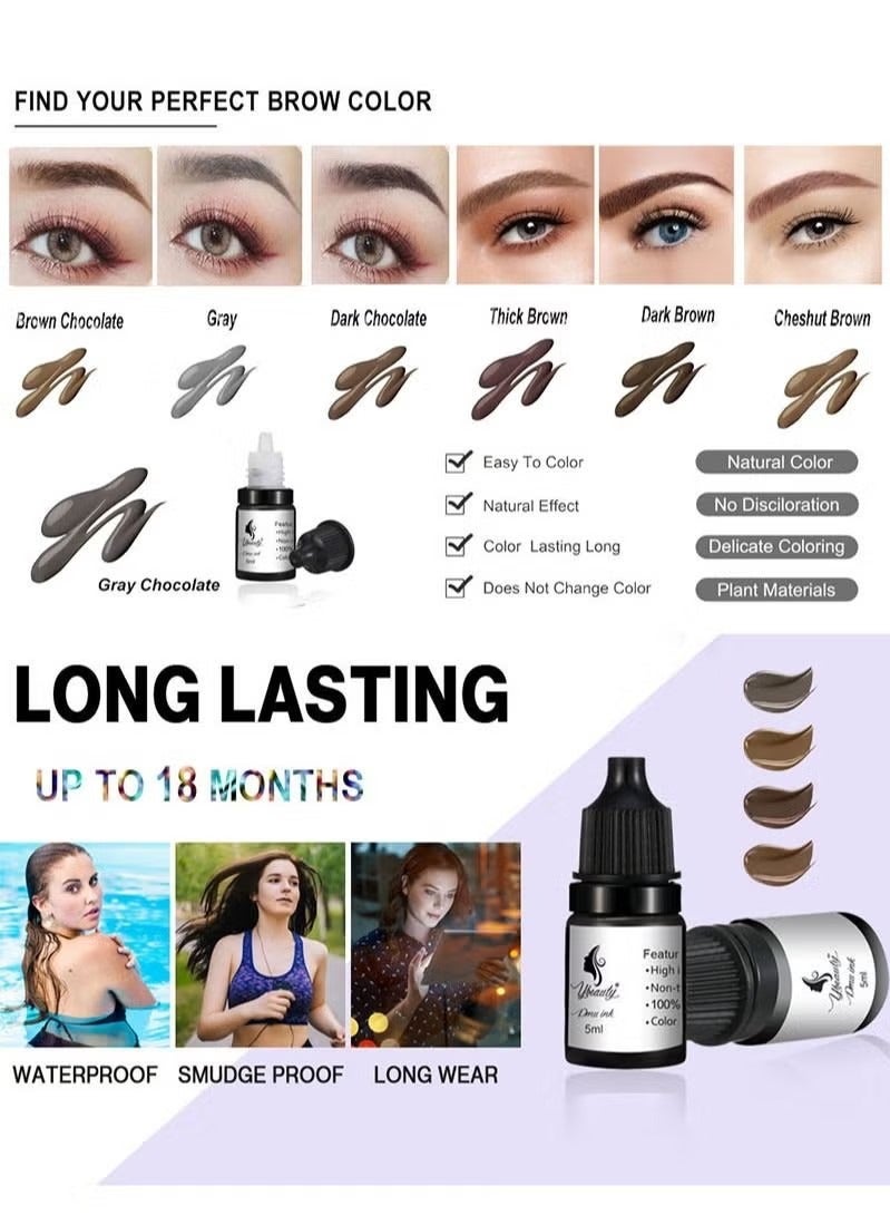 Coconut Eyebrow Permanent Makeup Pigment Eyeliner 3 Colors 5ml Tattoo Ink Micro Blade Tattoo Machine Supplies No Mixing Pigment Set Professional Tattoo Set Beauty Supplies (3 Bottles) - Image 3