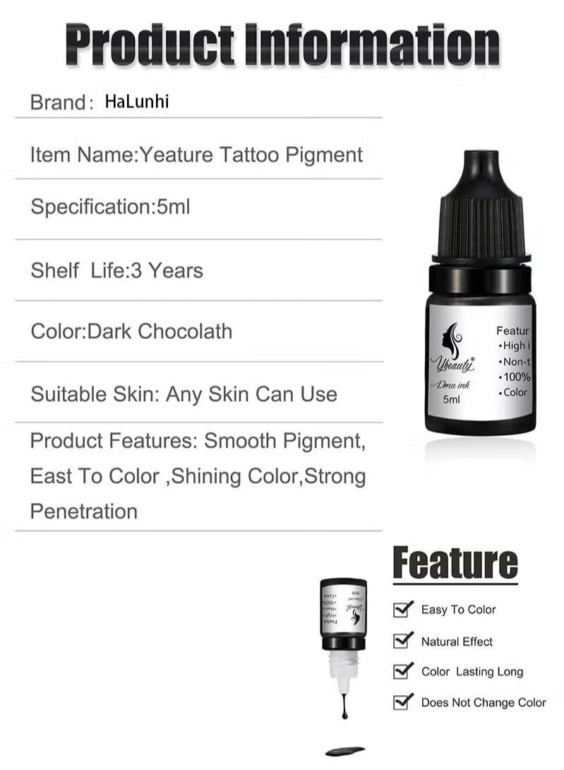 Coconut Eyebrow Permanent Makeup Pigment Eyeliner 3 Colors 5ml Tattoo Ink Micro Blade Tattoo Machine Supplies No Mixing Pigment Set Professional Tattoo Set Beauty Supplies (3 Bottles) - Image 5