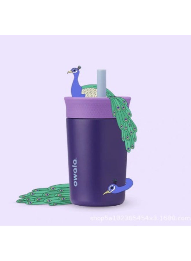 12OZ الأطفال العزل الفولاذ المقاوم للصدأ القش المرن المقاوم للانسكاب، سهل التنظيف، الأطفال زجاجة المياه، عظيم للسفر، غسالة الأطباق آمنة - Image 2