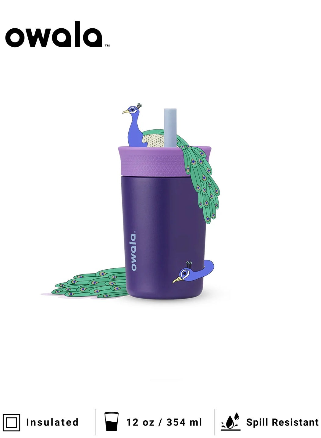 12OZ Kids Insulation Stainless Steel Tumbler with Spill Resistant Flexible Straw, Easy to Clean, Kids Water Bottle, Great for Travel, Dishwasher Safe