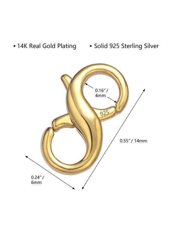 Ash's Choice Lobster Clasp Necklace Bracelet Extender 925 Sterling Silver Plated With 14K Gold Necklace Connector Extender Clasps Plated 14K Gold Closures Claw For Diy Jewelry Repair(0.55"X0.24" Gold 1P) - Image 2