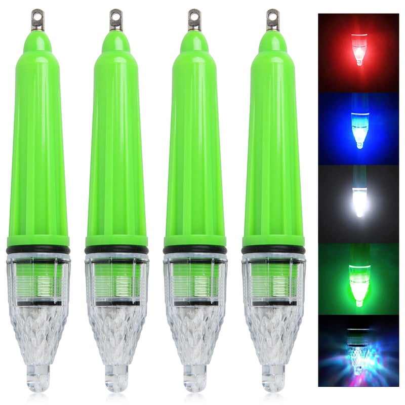 OROOTL LED Fishing Light Deep Drop Fishing Lights Waterproof Underwater Fishing Lights Attractive Glow Bait Lure Lamp Green White Red Blue Night Fishing Tools for Saltwater Freshwater, Green - Image 1