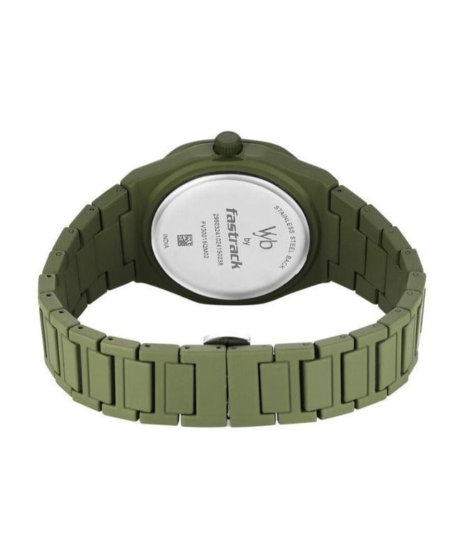 fastrack Vyb Hustler Fastrack By Titan Quartz Analog Green Dial Metal Strap Watch For Men fv30015qm02w - Image 5