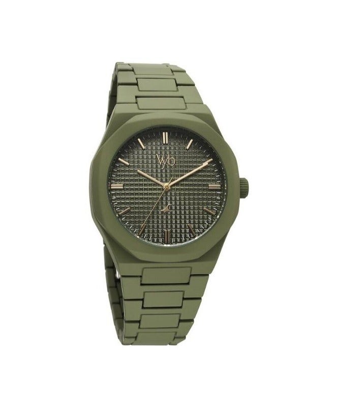 fastrack Vyb Hustler Fastrack By Titan Quartz Analog Green Dial Metal Strap Watch For Men fv30015qm02w - Image 1