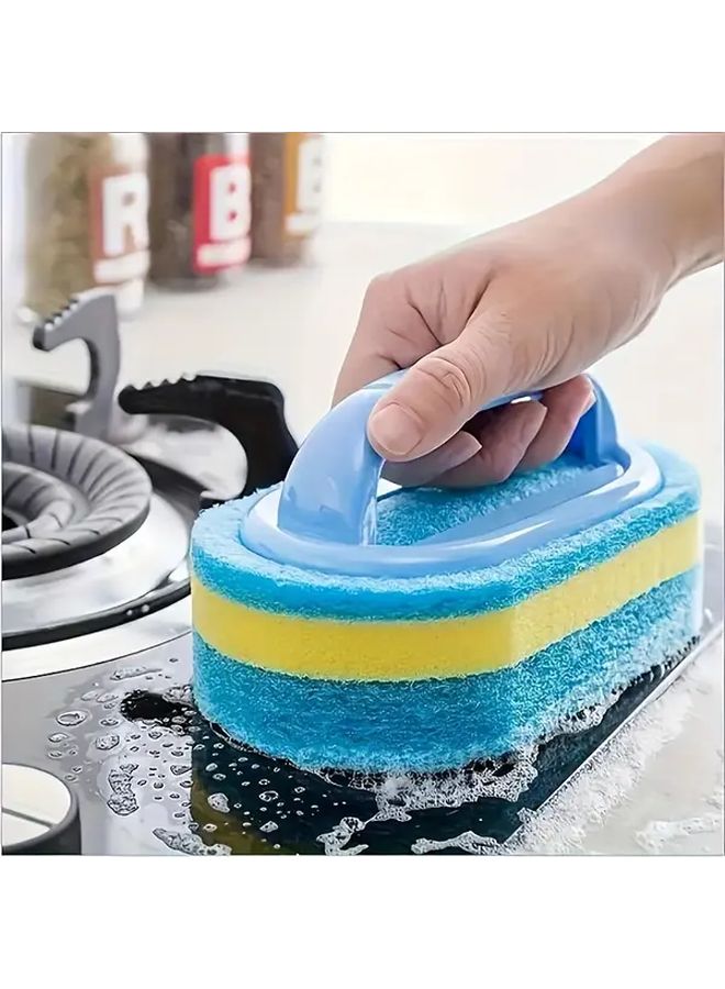3 Layer Thickened Cleaning Brush With Handle 1pc Portable Design For Bathroom Bathtub Tile Kitchen Living Room Medium Hardness Dishwashing Sponge Pot Scrubber Powerful Stain Removal - Image 5