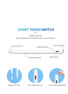 Generic Universal Stylus Pen for iPad with High Sensitivity Disc and Vibrating Pen with Magnetic Cap for iPhone/iPad Pro/Mini/Air/Android/Microsoft Tablet (White) (3)  - Image 3