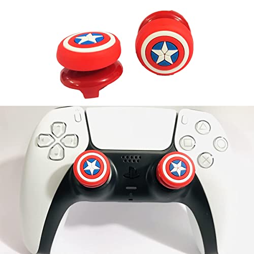 PSS FPS Thumbstick Extender for PS4 /PS5 Controller Caps Cover Silicone Analog Joystick Rubber Grip for PS5 PS4 Controller 2 PCS (Red/White) - Image 1