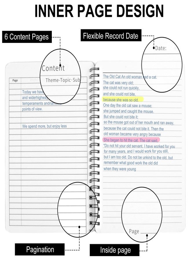 Utron Spiral Notebook For Women & Men, 2PCS Spiral Journal Notebooks, 5.9 x 8.3” College Ruled Notebook For Work Notes, Journal Writing, And Daily Life Entries (Black) - Image 4