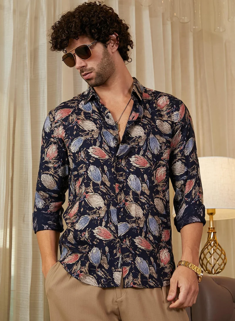 Men's Onyx Black Bloom-Traces Shirt