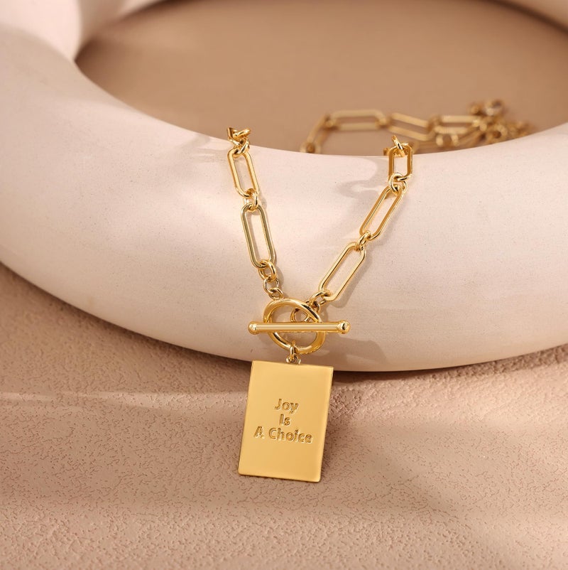 Robaice 14K Gold Plated Initial Letter Necklace for Women, Personalized Alphabet Pendant with Inspirational Engraving, Paperclip Chain Non-Tarnish Jewelry Gift for Her, Style J - Image 5