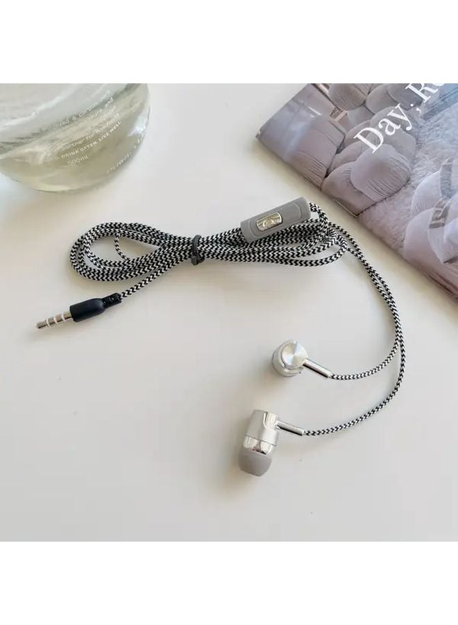 Purple Wired Earbuds HD Microphone Braided Wire Semi In Ear Headphones 3.5mm Jack - Image 5