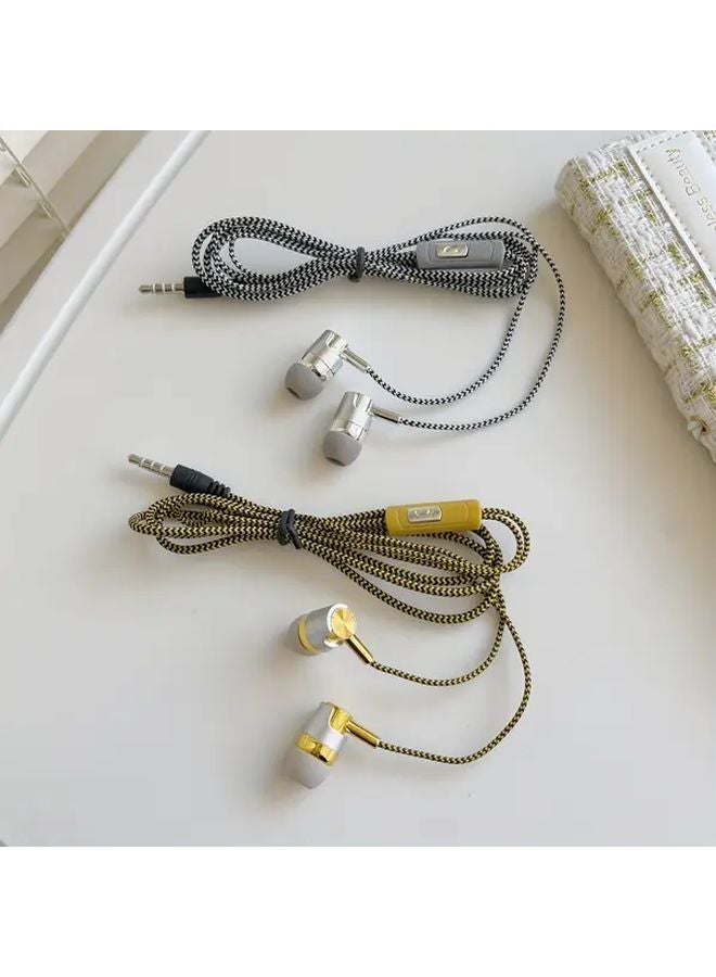 Purple Wired Earbuds HD Microphone Braided Wire Semi In Ear Headphones 3.5mm Jack - Image 4