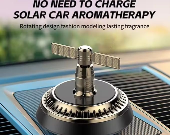 YOURKARTS.COM Solar Car Perfume Satellite Design | Solar Rotating Car Air Freshener with Long-Lasting Aromatherapy | Dashboard Fragrance Diffuser, No Charging Needed, Stylish Car Interior Decor - Image 2