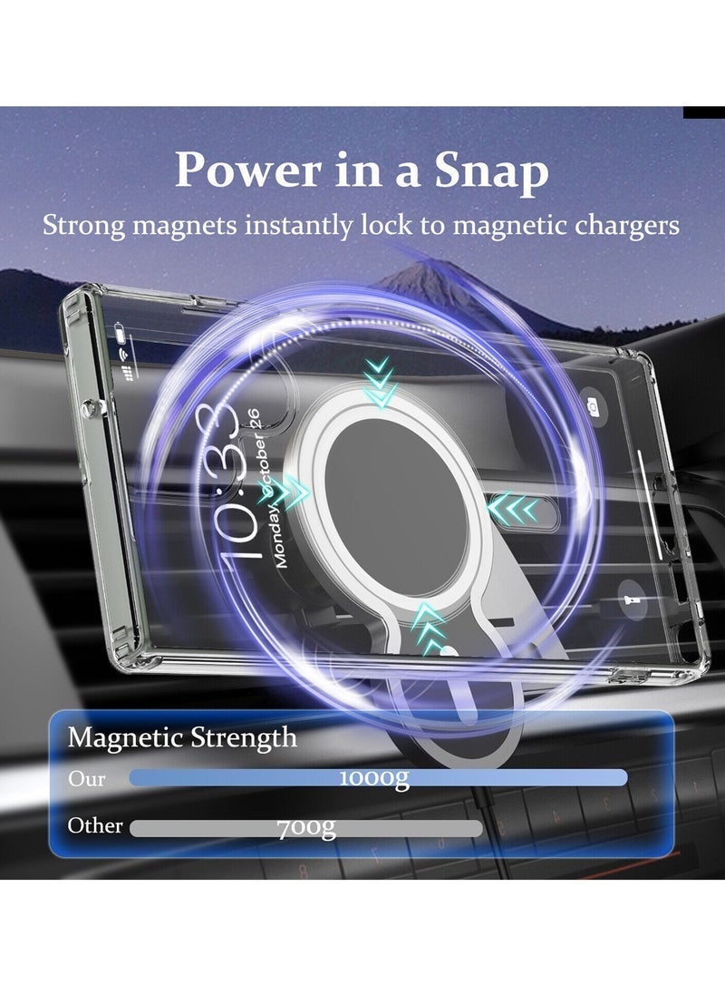 راكسوم جراب هاتف مغناطيسي رفيع وشفاف من مادة TPU مقاوم للصدمات مع تقنية MagSafe - غطاء خلفي مرن وشفاف مع حلقة مغناطيسية مدمجة لهاتف سامسونج جالاكسي S24 ألترا 5G (2024)، مقاوم للاصفرار، متوافق مع الشحن اللاسلكي - Image 3