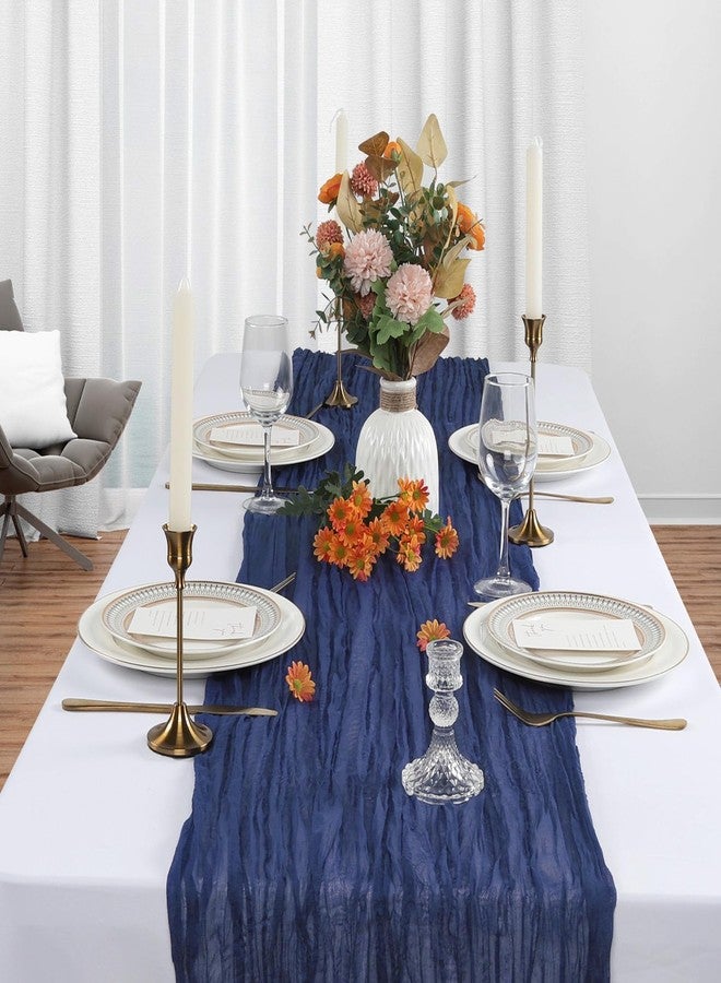 Heneger 6 Pack Navy Blue Cheesecloth Table Runner 10Ft Gauze Cheese Cloth Table Runner 35x120 Inch Boho Sheer Rustic Fabric Runner for Party Bridal Baby Shower Wedding Table Decoration - Image 3