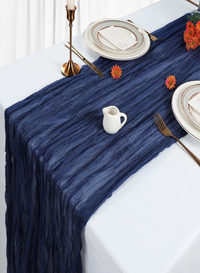 Heneger 6 Pack Navy Blue Cheesecloth Table Runner 10Ft Gauze Cheese Cloth Table Runner 35x120 Inch Boho Sheer Rustic Fabric Runner for Party Bridal Baby Shower Wedding Table Decoration - Image 4