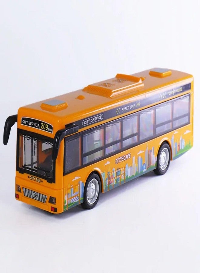 DEOXY Diecast Alloy Plastic School inertial Bus Toy for Kids Simulation Light Music Open Door Collection Friction Bus Toys for Boy Kids (Yellow, Oange 2 Colour - Color Sent as Per Stock) - Image 1