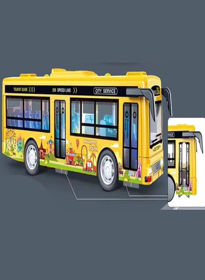 DEOXY Diecast Alloy Plastic School inertial Bus Toy for Kids Simulation Light Music Open Door Collection Friction Bus Toys for Boy Kids (Yellow, Oange 2 Colour - Color Sent as Per Stock) - Image 3