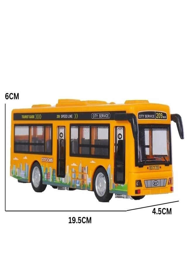 DEOXY Diecast Alloy Plastic School inertial Bus Toy for Kids Simulation Light Music Open Door Collection Friction Bus Toys for Boy Kids (Yellow, Oange 2 Colour - Color Sent as Per Stock) - Image 2