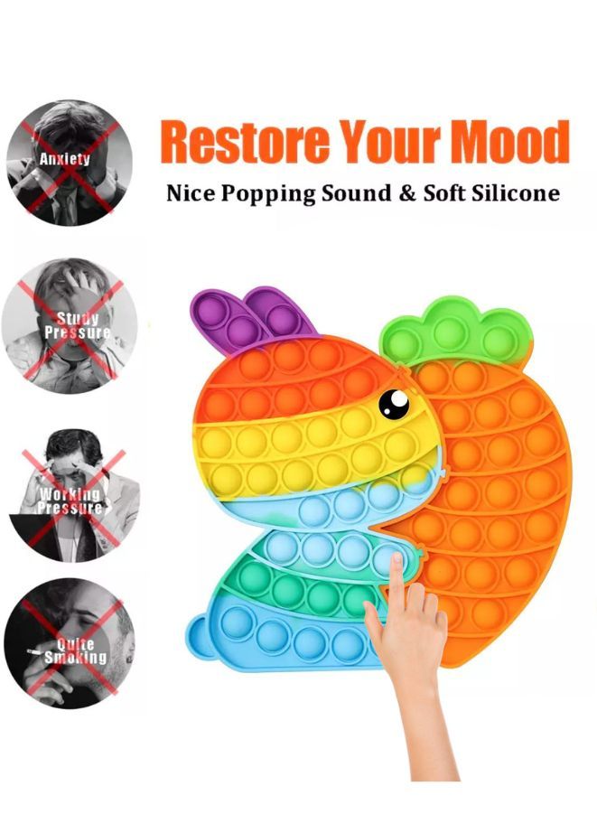 Push Pop Bubble Fidget Toy Silicone Animal Sensory Squeeze Toy Stress Relief Anti-Anxiety ADHD Autism Special Fidget Popper Gift for Kids and Adults Rabbit C  - Image 4