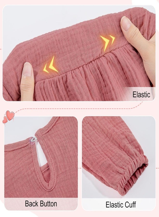 Beinou Toddler Fall Dress for Girls Long Sleeve Dress Baby Girls' Cotton Dresses Casual Spring Fall Outfits for Toddler, Pink, 2-3T - Image 4