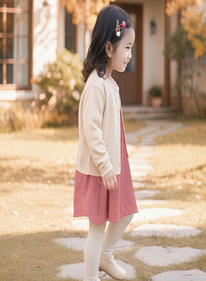 Beinou Toddler Fall Dress for Girls Long Sleeve Dress Baby Girls' Cotton Dresses Casual Spring Fall Outfits for Toddler, Pink, 2-3T - Image 3