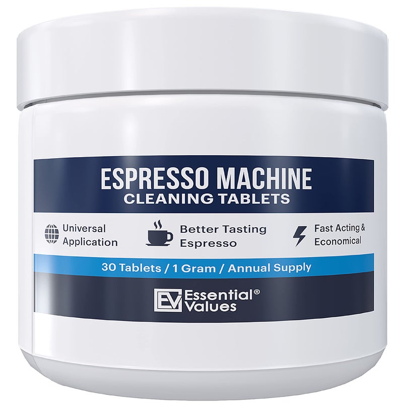 Essential Values Espresso Machine Cleaning Tablets (30 Tablets)  Compatible With Breville Barista Express  Gaggia  Delonghi  Jura  Philips - Universal Descaler For Espresso Machines - Image 1