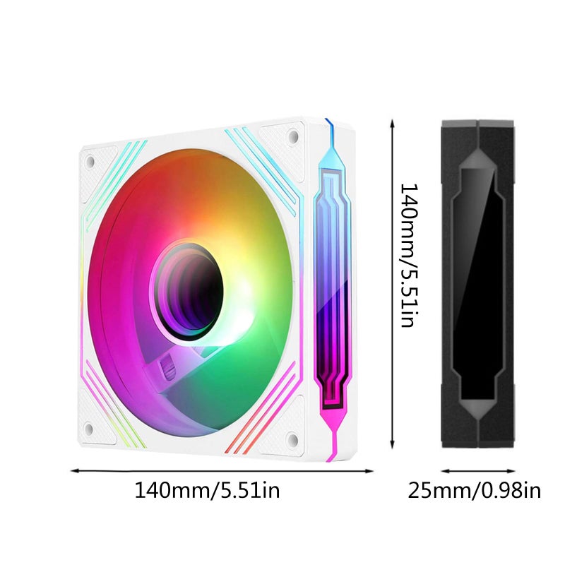 140 مم مروحة كمبيوتر مع تدفق هواء عكسي ARGB 1500 دورة في الدقيقة 5 فولت 3 دبوس RGB قابلة للعنونة باللون الأسود - Image 5