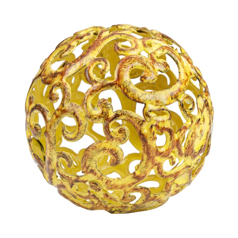 Everydecor Metal Decorative Sphere for Home Decor  Decorative Balls for Shelves Centerpiece Bowls Bookshelf  Decoration Orbs Accents for Living Room Bedroom  Fancy Yellow Shelf Spheres