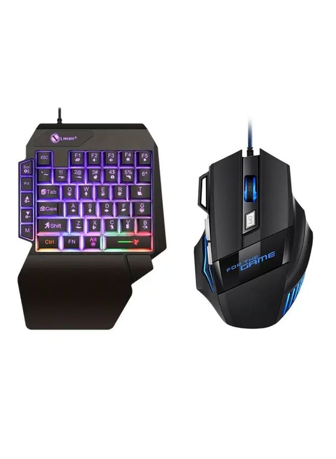 Compact One Handed Gaming Keyboard and Mouse Set with RGB Backlight 35 Keys USB Wrist Rest - Image 1