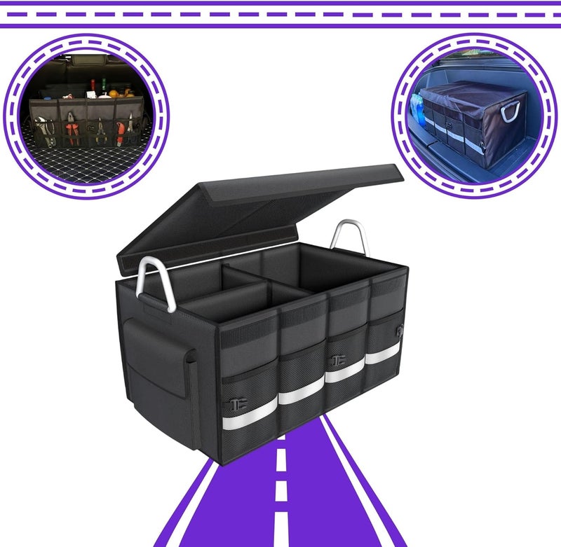 MOTRK Trunk Organizer - Car Organizer, Foldable Trunk organizer for SUVs & Sedans, Sturdy, Car Organization for Car Accessories, Car Organizers and Storage with 6 Pocket (MO-701) - Image 5