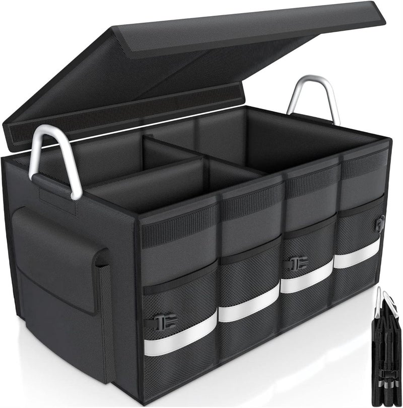 MOTRK Trunk Organizer - Car Organizer, Foldable Trunk organizer for SUVs & Sedans, Sturdy, Car Organization for Car Accessories, Car Organizers and Storage with 6 Pocket (MO-701) - Image 1